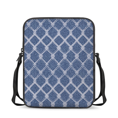 Geometric Denim Jeans Pattern Print Rectangular Crossbody Bag