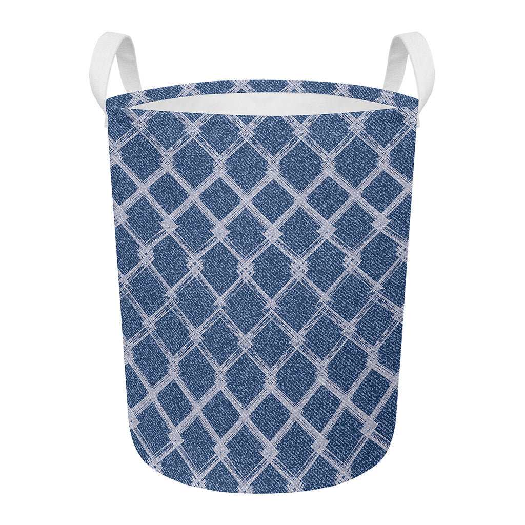Geometric Denim Jeans Pattern Print Round Laundry Basket