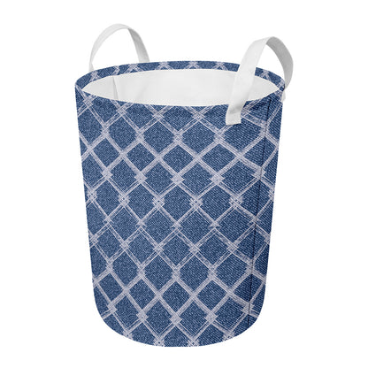 Geometric Denim Jeans Pattern Print Round Laundry Basket