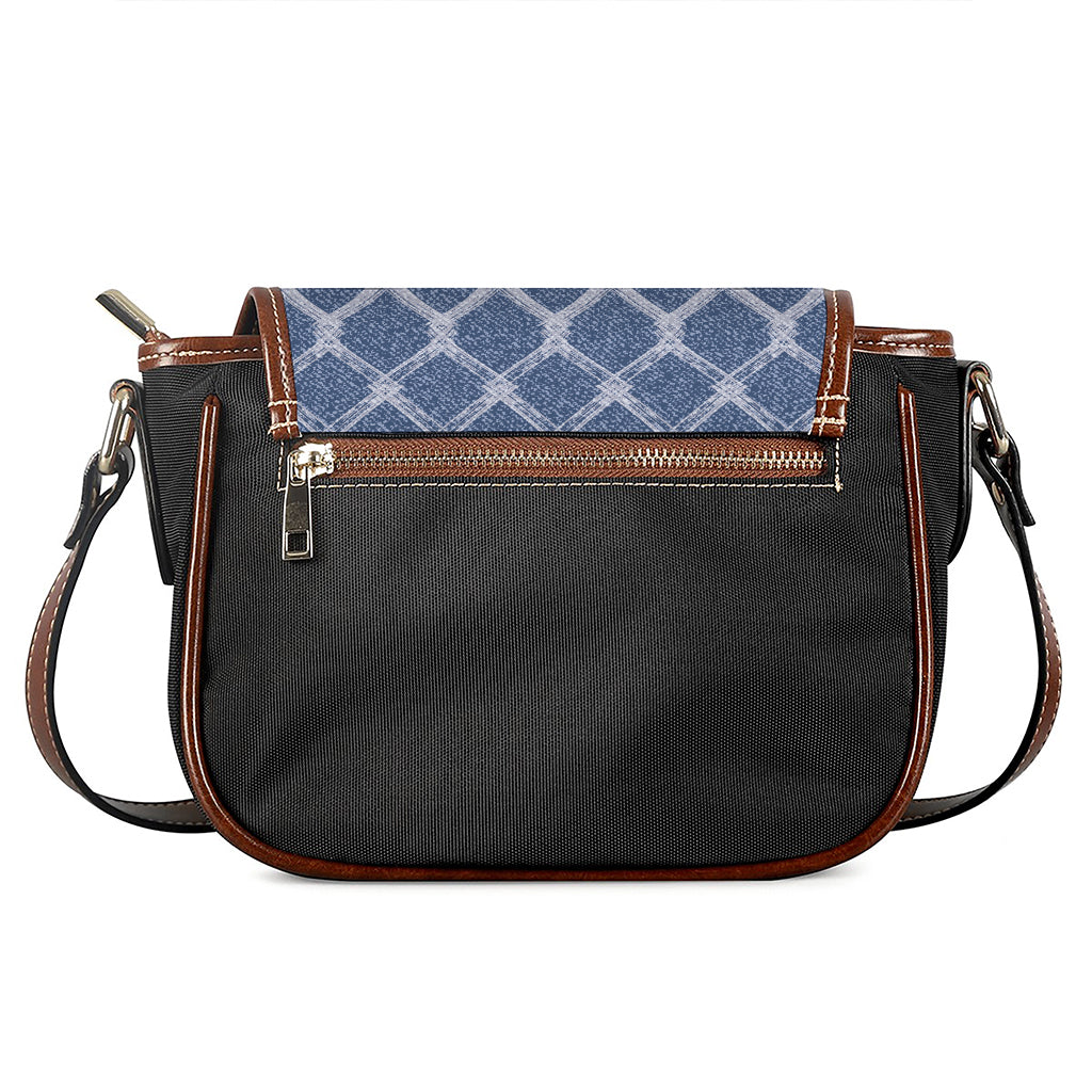 Geometric Denim Jeans Pattern Print Saddle Bag