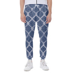 Geometric Denim Jeans Pattern Print Scuba Joggers