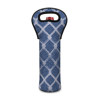 Geometric Denim Jeans Pattern Print Single Neoprene Wine Tote