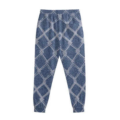 Geometric Denim Jeans Pattern Print Sweatpants