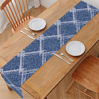 Geometric Denim Jeans Pattern Print Table Runner