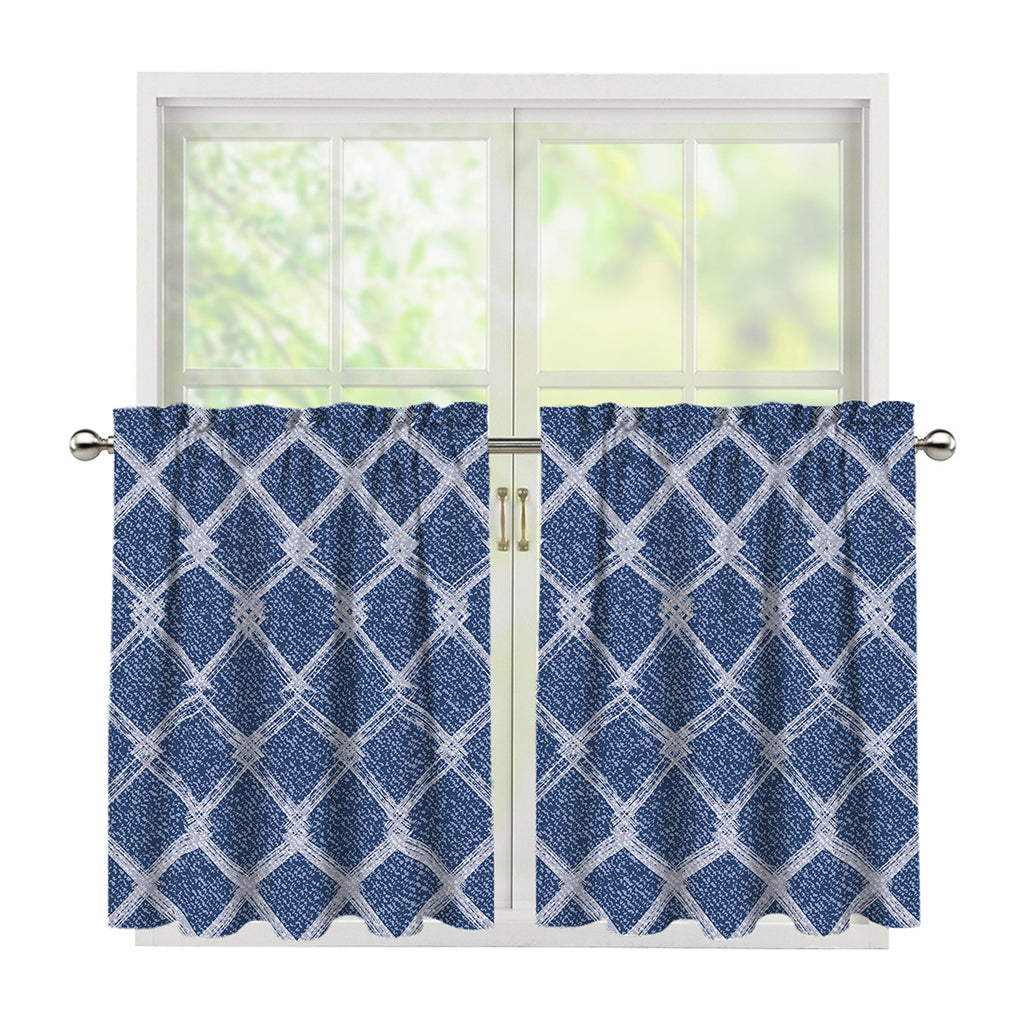 Geometric Denim Jeans Pattern Print Tier Curtains