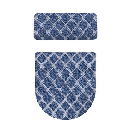 Geometric Denim Jeans Pattern Print Toilet Lid And Tank Cover Set