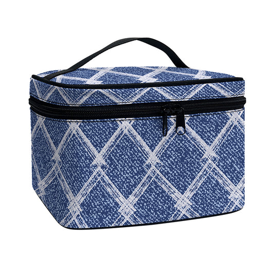 Geometric Denim Jeans Pattern Print Travel Makeup Bag