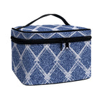 Geometric Denim Jeans Pattern Print Travel Makeup Bag