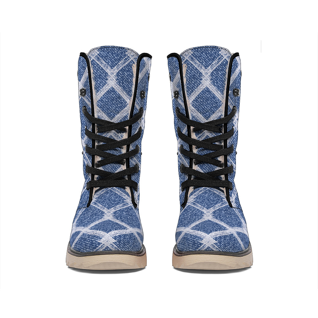 Geometric Denim Jeans Pattern Print Winter Boots