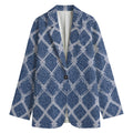 Geometric Denim Jeans Pattern Print Women's Blazer
