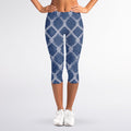 Geometric Denim Jeans Pattern Print Women's Capri Leggings