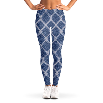 Geometric Denim Jeans Pattern Print Women's Leggings