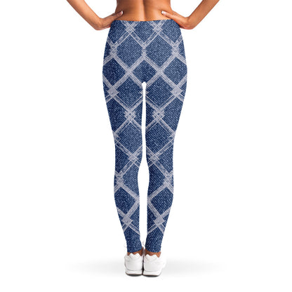 Geometric Denim Jeans Pattern Print Women's Leggings