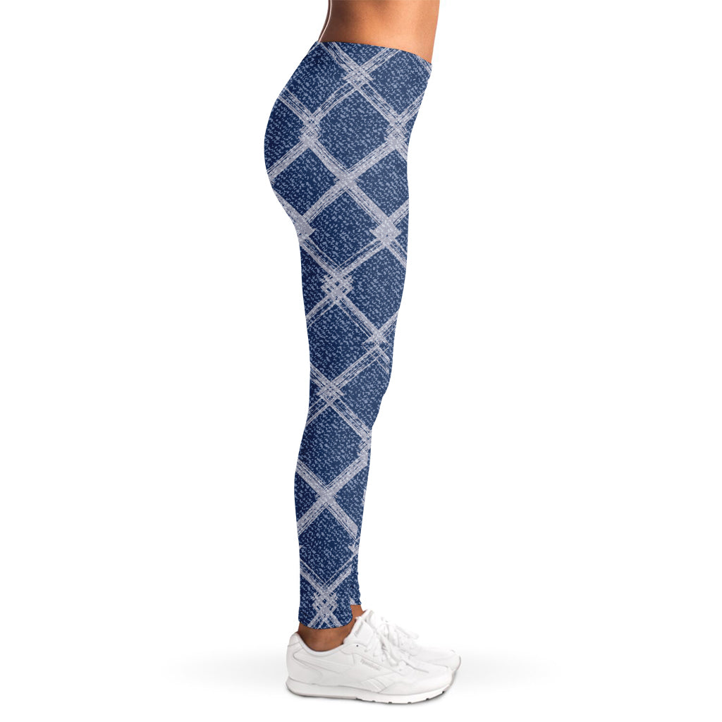 Geometric Denim Jeans Pattern Print Women's Leggings
