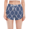 Geometric Denim Jeans Pattern Print Women's Split Running Shorts