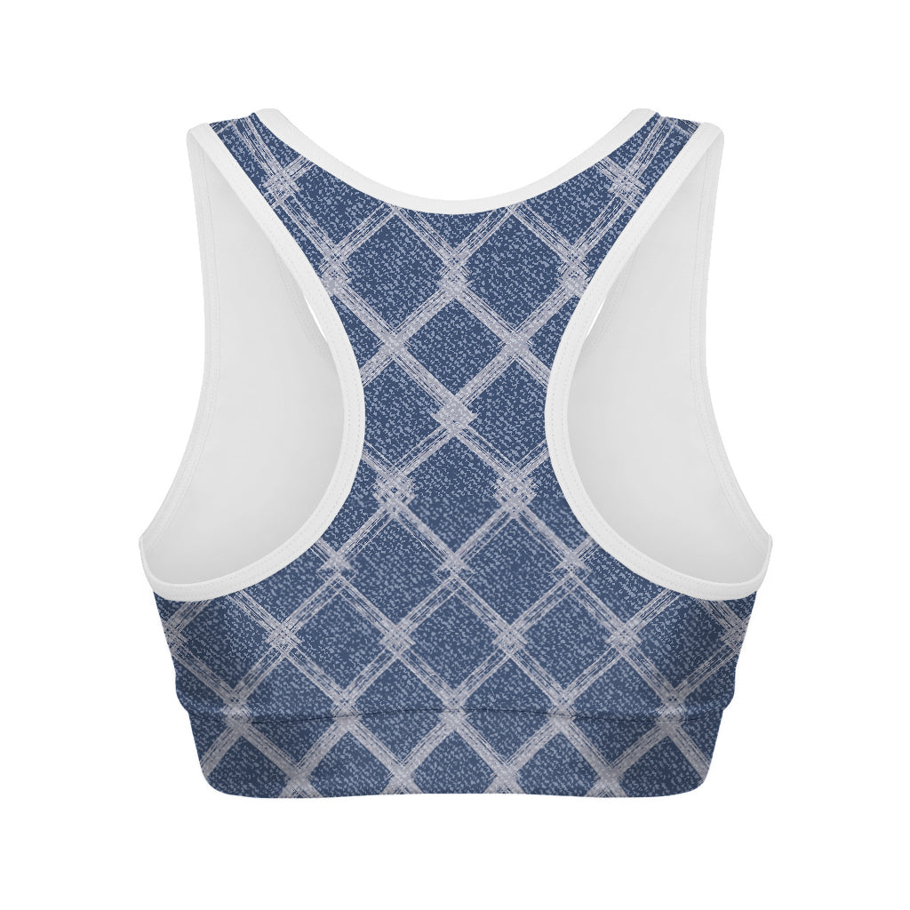 Geometric Denim Jeans Pattern Print Women's Sports Bra