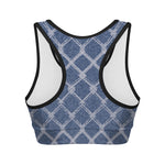 Geometric Denim Jeans Pattern Print Women's Sports Bra