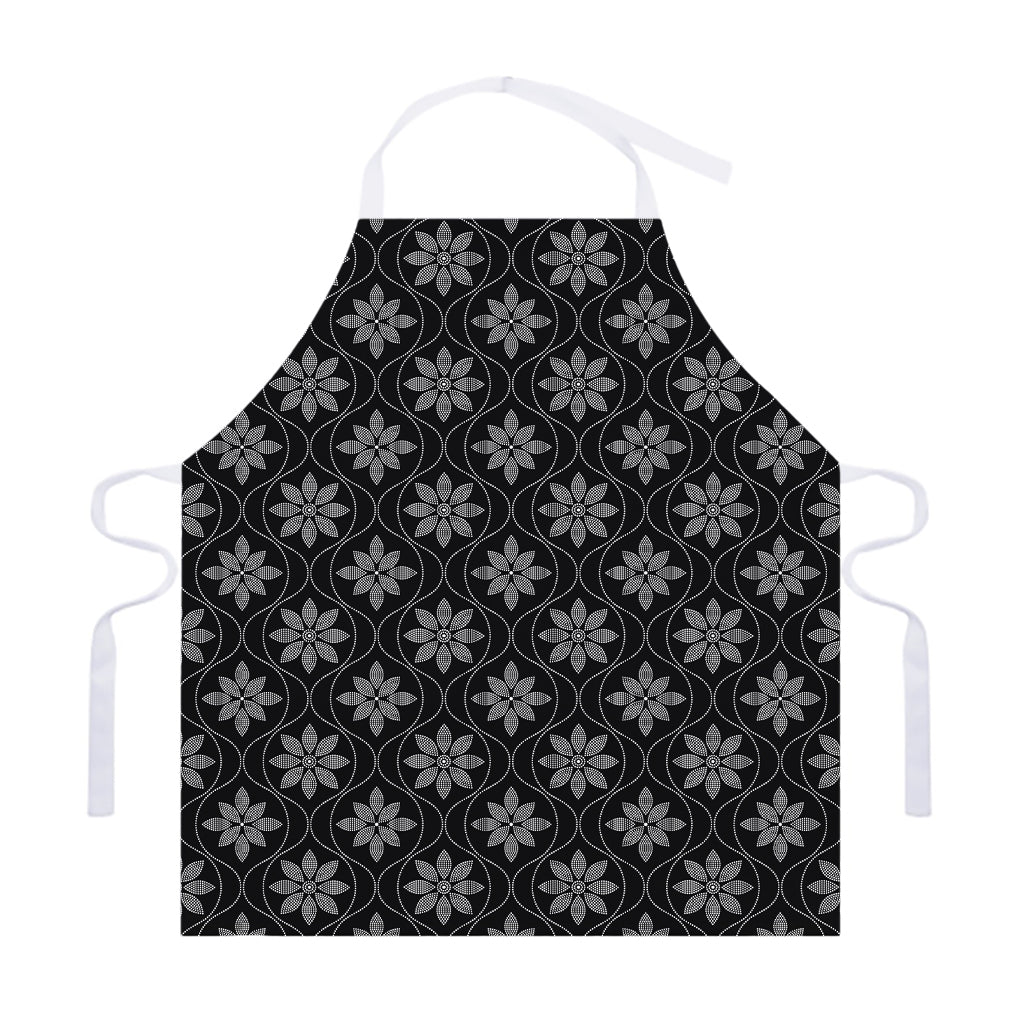 Geometric Dot Flower Pattern Print Adjustable Apron