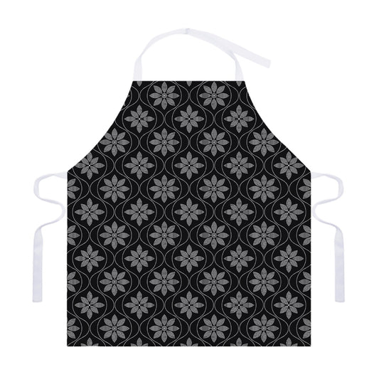 Geometric Dot Flower Pattern Print Adjustable Apron