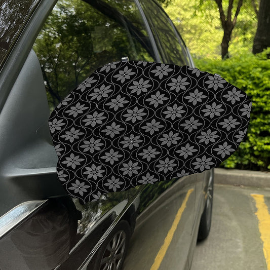 Geometric Dot Flower Pattern Print Car Side Mirror Covers