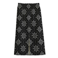 Geometric Dot Flower Pattern Print Cotton Front Slit Maxi Skirt