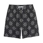 Geometric Dot Flower Pattern Print Cotton Shorts