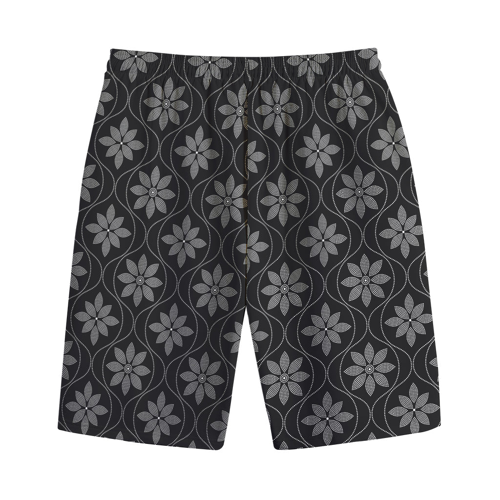 Geometric Dot Flower Pattern Print Cotton Shorts