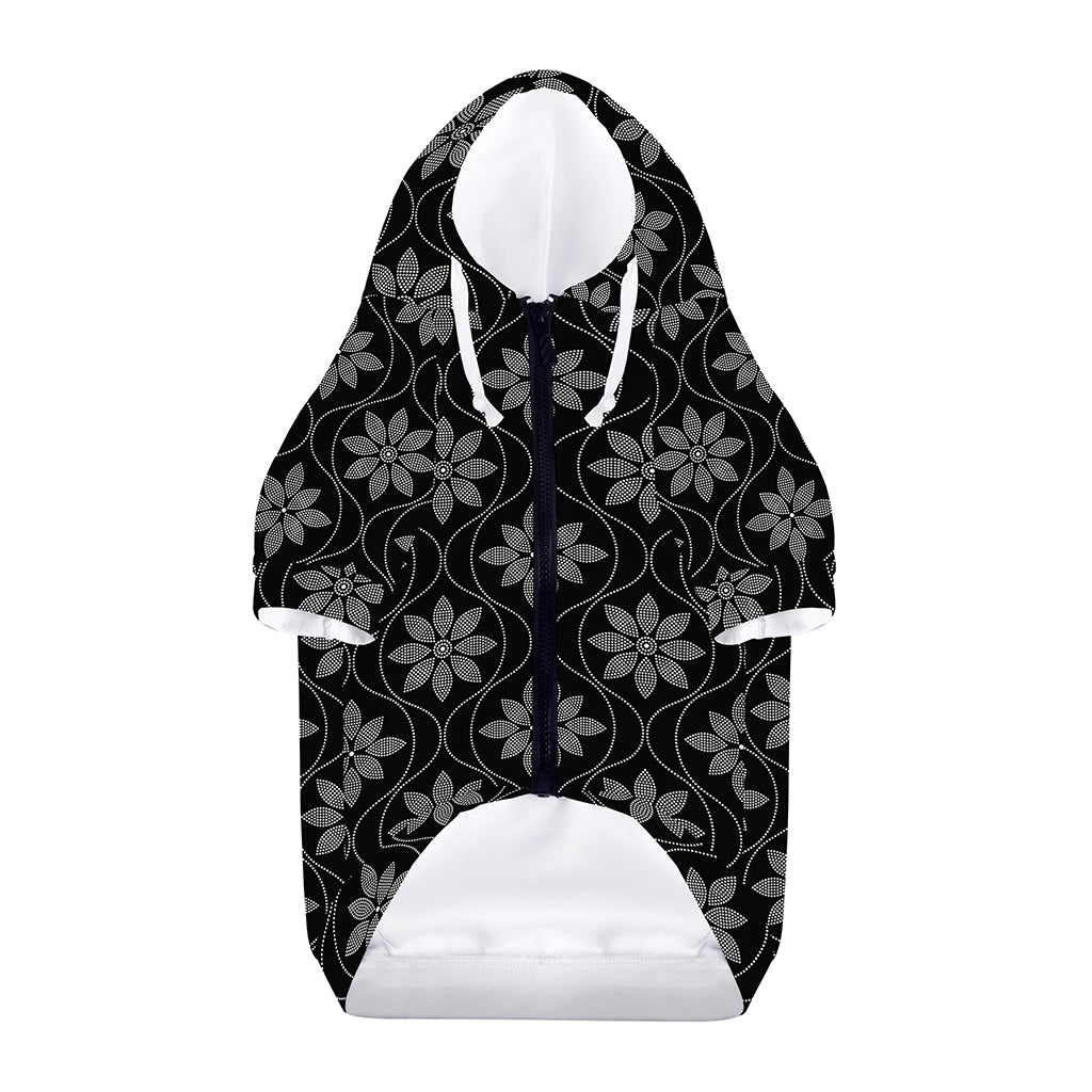 Geometric Dot Flower Pattern Print Dog Zip Up Hoodie