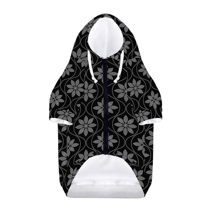 Geometric Dot Flower Pattern Print Dog Zip Up Hoodie