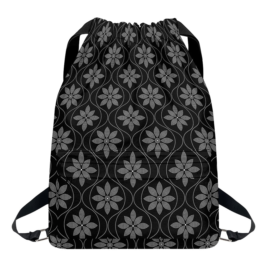 Geometric Dot Flower Pattern Print Drawstring Backpack