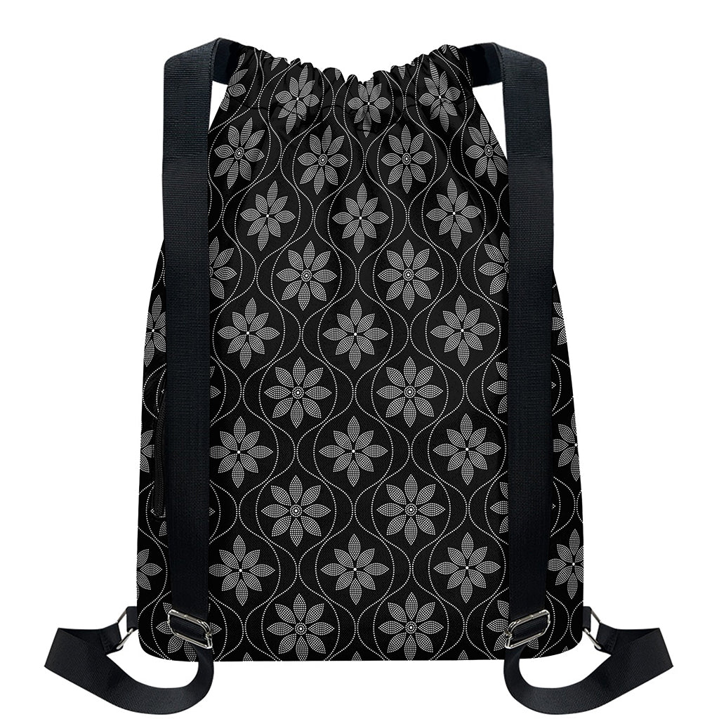 Geometric Dot Flower Pattern Print Drawstring Backpack
