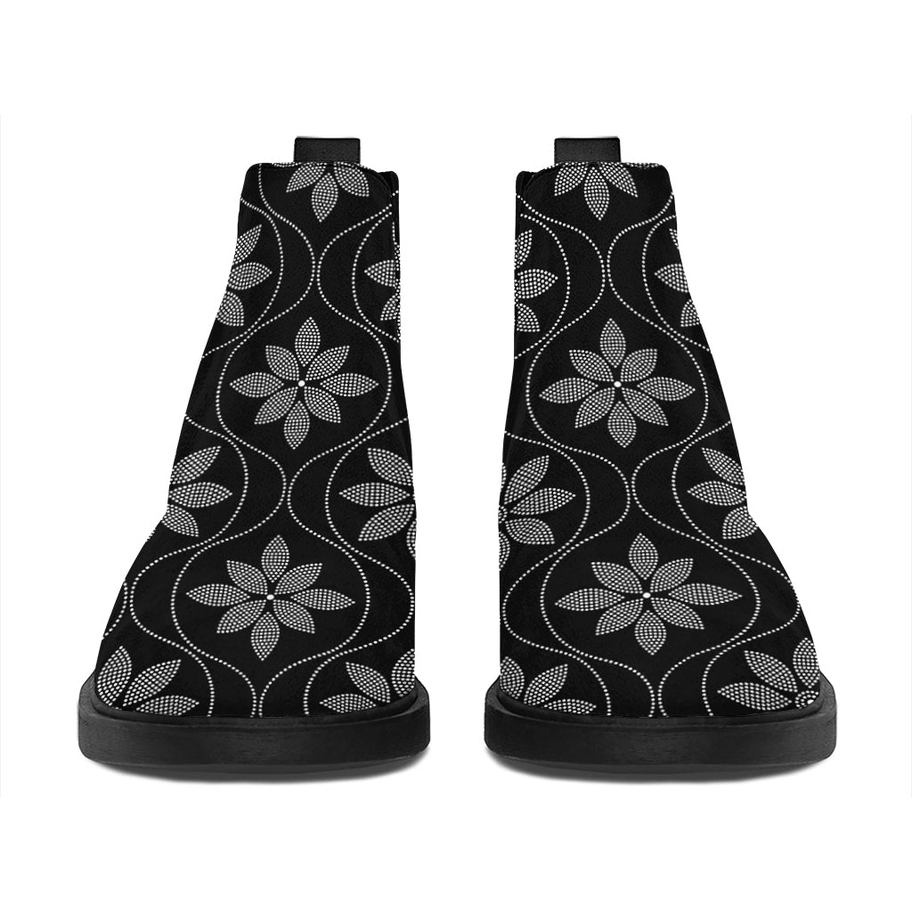 Geometric Dot Flower Pattern Print Flat Ankle Boots