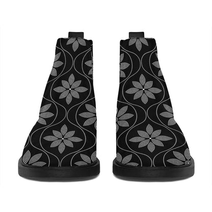 Geometric Dot Flower Pattern Print Flat Ankle Boots