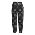 Geometric Dot Flower Pattern Print Fleece Lined Knit Pants