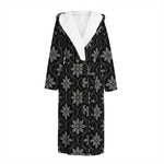 Geometric Dot Flower Pattern Print Hooded Bathrobe