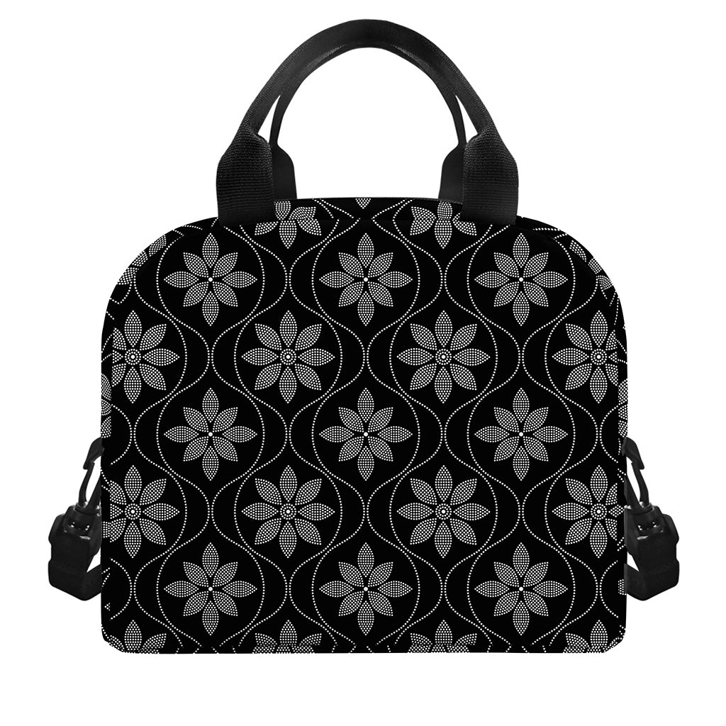 Geometric Dot Flower Pattern Print Insulated Lunch Bag