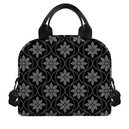 Geometric Dot Flower Pattern Print Insulated Lunch Bag