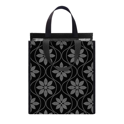Geometric Dot Flower Pattern Print Insulated Lunch Tote