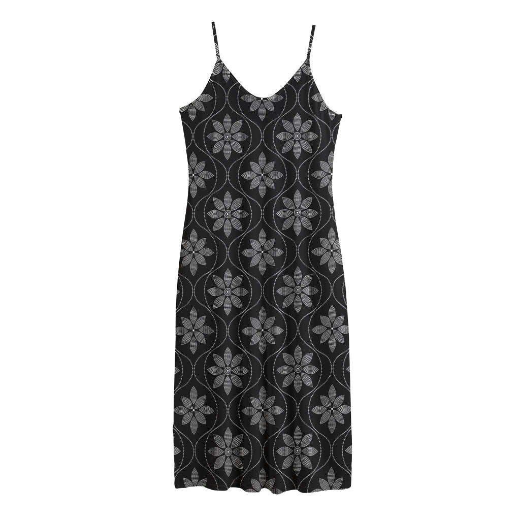 Geometric Dot Flower Pattern Print Jersey Midi Cami Dress