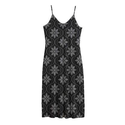 Geometric Dot Flower Pattern Print Jersey Midi Cami Dress