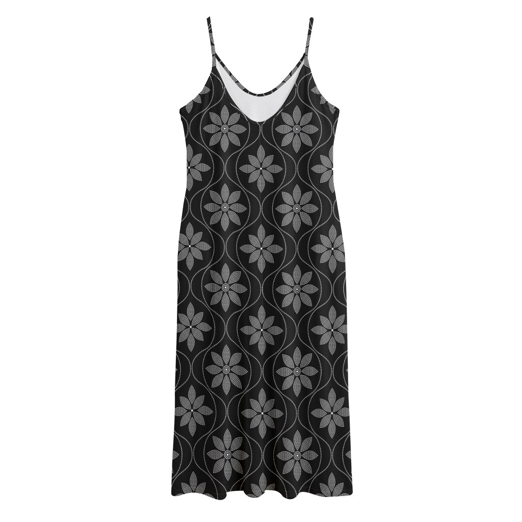 Geometric Dot Flower Pattern Print Jersey Midi Cami Dress