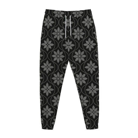 Geometric Dot Flower Pattern Print Jogger Pants