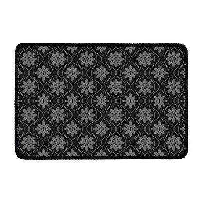 Geometric Dot Flower Pattern Print Kitchen Mat
