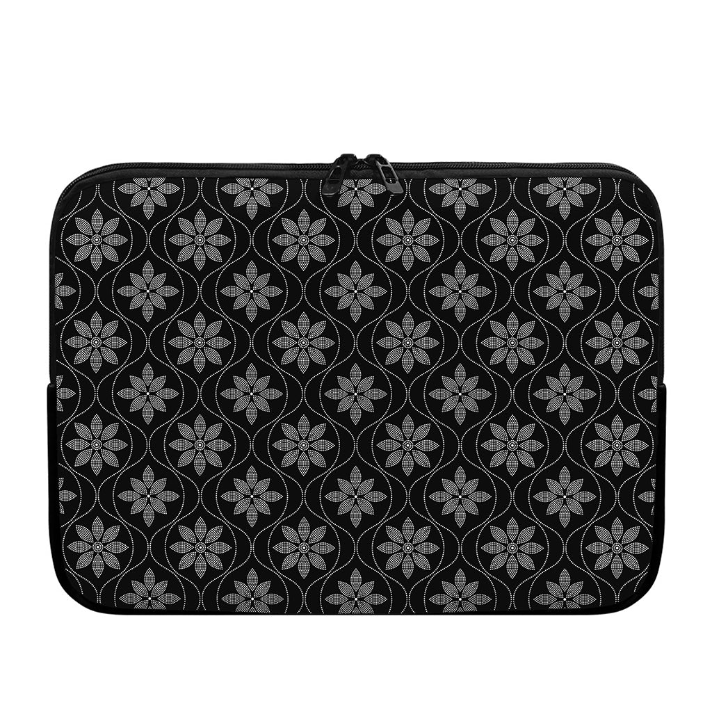 Geometric Dot Flower Pattern Print Laptop Sleeve