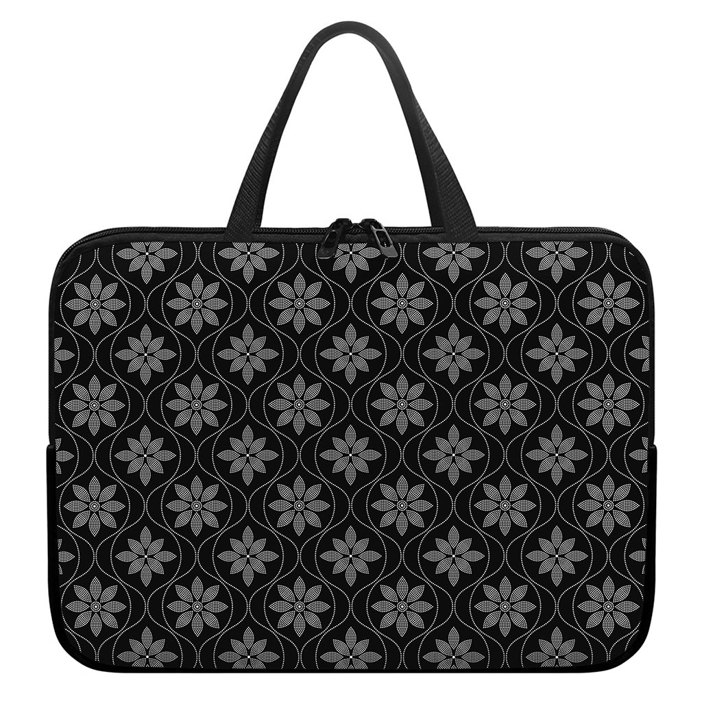 Geometric Dot Flower Pattern Print Laptop Sleeve With Handle