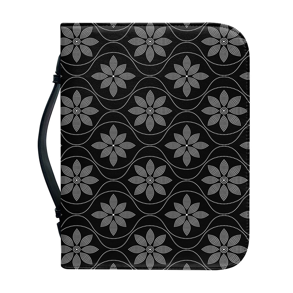 Geometric Dot Flower Pattern Print Leather Bible Cover