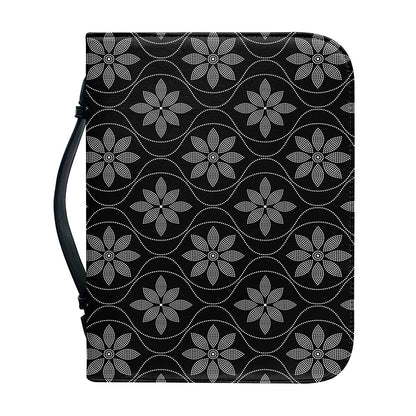 Geometric Dot Flower Pattern Print Leather Bible Cover