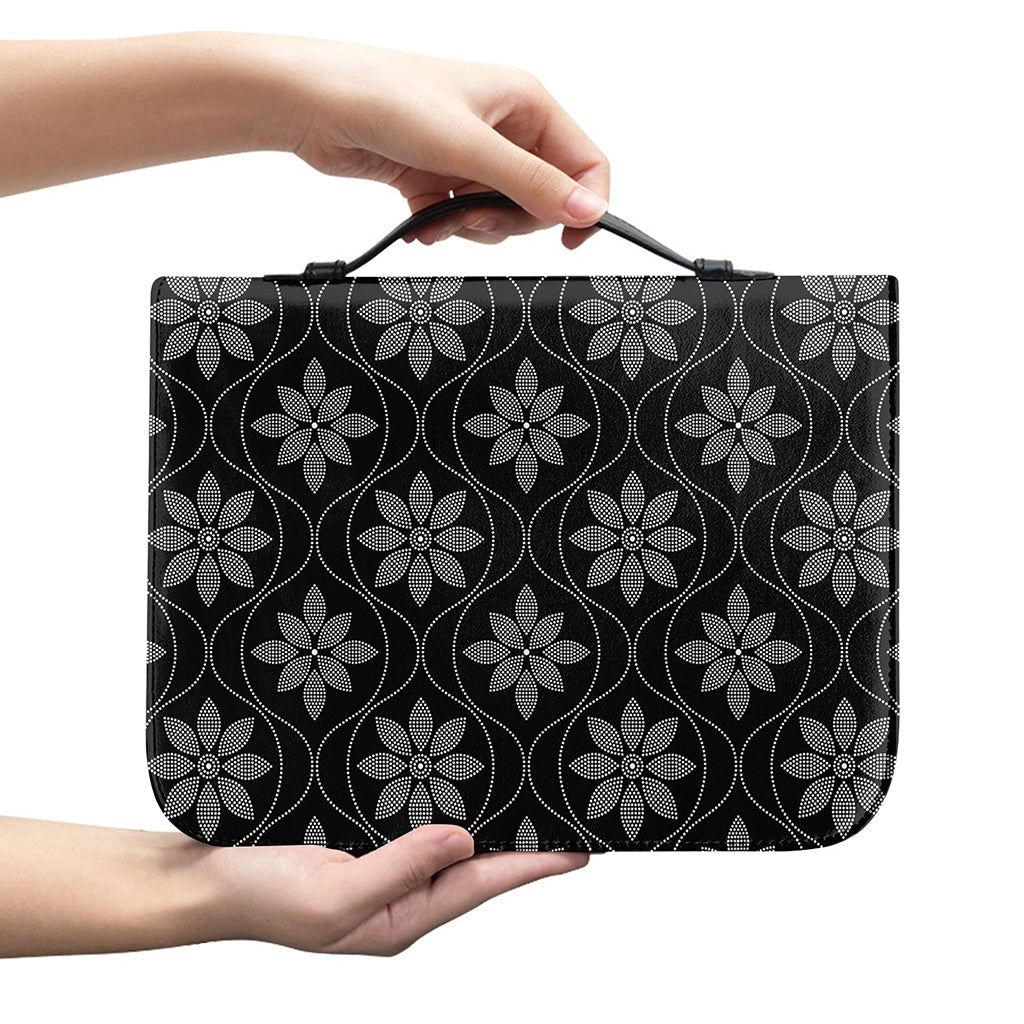 Geometric Dot Flower Pattern Print Leather Bible Cover