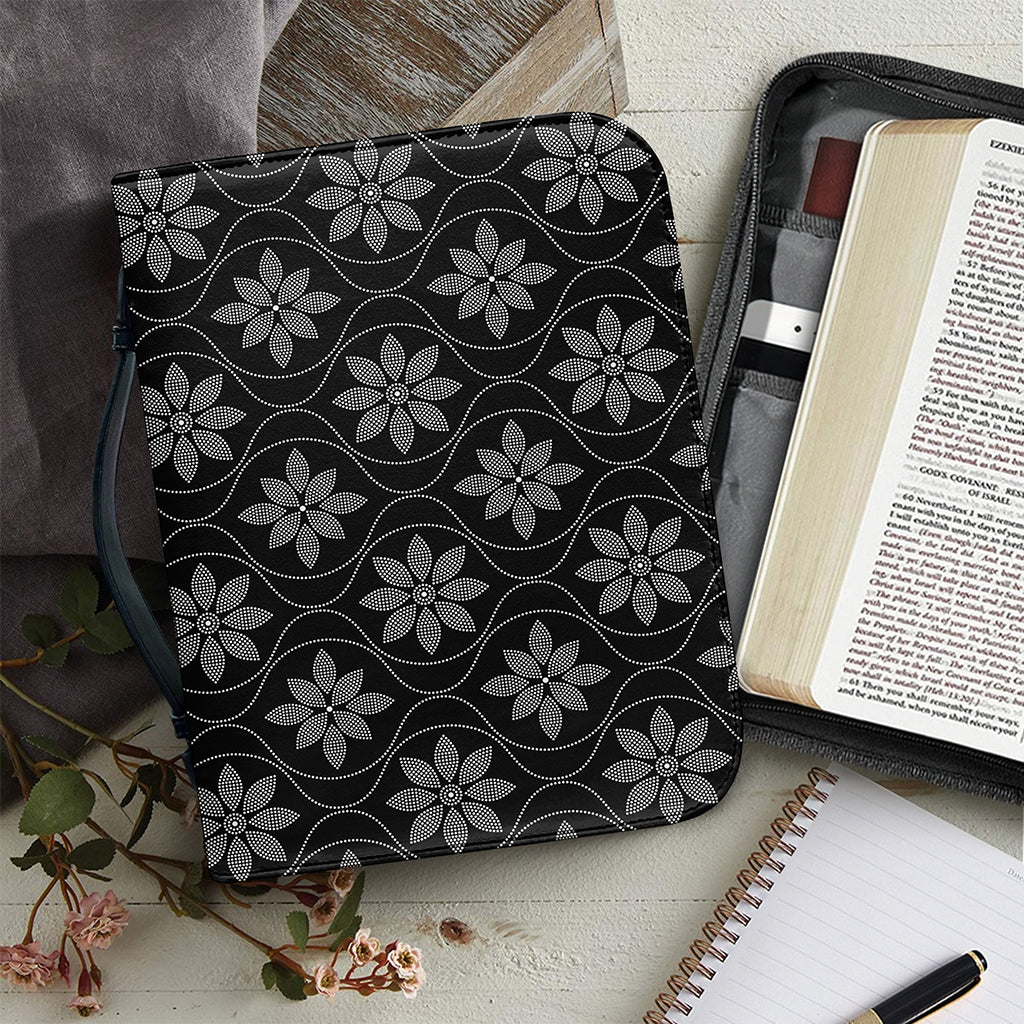 Geometric Dot Flower Pattern Print Leather Bible Cover