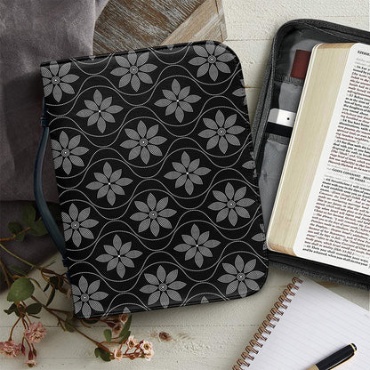Geometric Dot Flower Pattern Print Leather Bible Cover